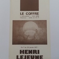 Affiche pour l'exposition Henry Lejeune, Le Coffre (ATH), du 7 au 29 janvier 1977